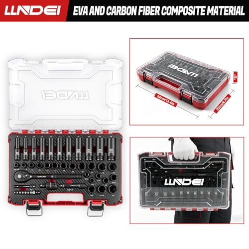 3/8" Drive Impact Socket Set (Metric & Sae) 45Pcs Transparent Case