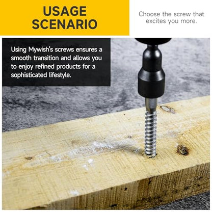 (16Sets) 1/2" x 6" Hex Head Lag Bolts, Heavy Duty Lag Screws with Washers, 304 Stainless Steel Bolts 18-8, Lag Screws Wood Screws, Partial Thread Bright Finish, 1/2 Bolt by Mywish - size: 1/2 x 6" (16 set)