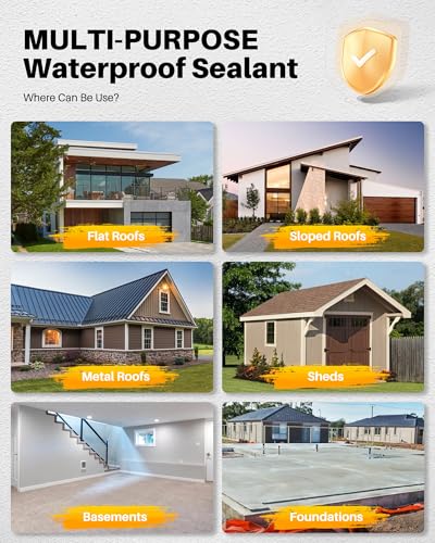 Polyurethane Waterproof Coating, Roof Leak Crack Repair, 1 Gallon, Grey