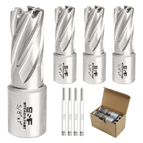 S&F STEAD & FAST Annular Cutter Set 4 Pcs, 5/8" x 1" DOC, Mag Drill Bits - style: 4P-5_8x1