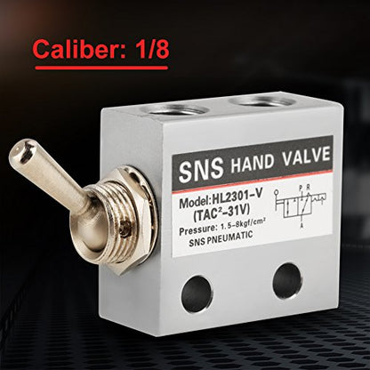 Pneumatic Toggle Valve, 3 Position 2 Port 1/8 Thread