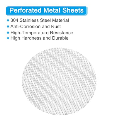 PATIKIL 4" Dia 304 Stainless Steel Perforated Sheet 0.06" Hole 2 Pcs - size: 4inch