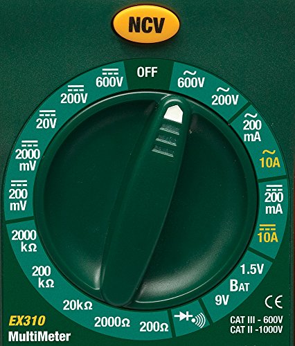 Extech EX310 Mini Digital Multimeter with NCV, 2000 Count, 9-Function - size: Manual Range Multimeter