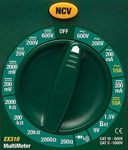 Extech EX310 Mini Digital Multimeter with NCV, 2000 Count, 9-Function - size: Manual Range Multimeter