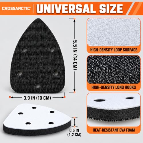 4 Pack Triangle Sanding Pads - Hook & Loop Interface with 5 Holes - EVA Foam - Compatible with Mouse Sander & Detailed Surfaces - size: Triangle | 5 Holes