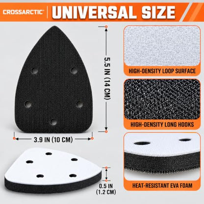 4 Pack Triangle Sanding Pads - Hook & Loop Interface with 5 Holes - EVA Foam - Compatible with Mouse Sander & Detailed Surfaces - size: Triangle | 5 Holes