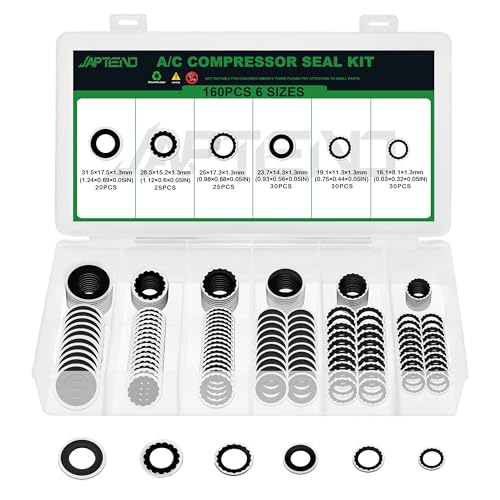 160PCS Air Conditioning Compressor Seal Washers Kit, A/C Gaskets - color: 160PCS A/C Compressor Seal Washers Kit (Black)