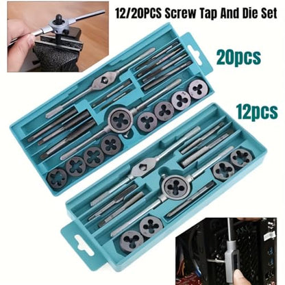 Tap and Die Set Metric | M3-M12 Tap Set and Die Set | Thread Repair Kits for Threading and Rethreading Internal and External Threads-12pcs