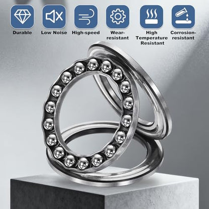 uxcell 2Pcs Thrust Ball Bearings, 30mm Bore 47mm OD 11mm Thick 51106 ABEC5 - size: 51106 30mm x 47mm x 11mm