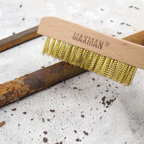 MAXMAN Brass Brush 10", 2Pcs Soft Brass Bristle Brush, Rust/Weld Cleaner - style: 2Pcs Soft Brass Bristle Brushes