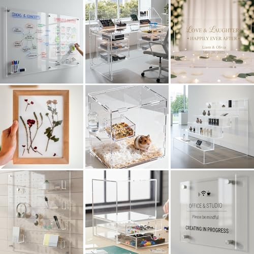 CALPALMY 12 x 24 x 1/4 inch Clear Cast Acrylic Plexiglass Sheet, 2-Pack - color: Clear (Laser Cut), size: 12x24", 1/4" Thick