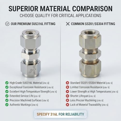 316SS Compression Tube Fitting, Straight Union, 1/2" OD x 1/2" OD - size: 1/2" OD x 1/2" OD