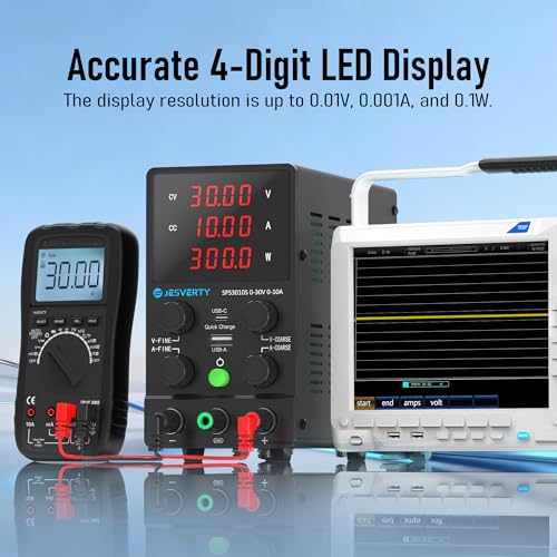 DC Power Supply Variable, 0-32V 0-10A Adjustable Switching DC Regulated Bench Power Supply with 20W USB & Type-C Quick-Charge, Encoder Knob, Reverse Polarity Protection - SPS-3010S - color: SPS-S(Encoder Knob), size: 30V 10A
