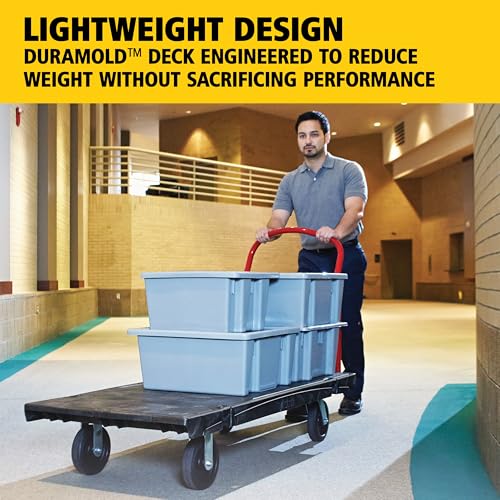 Rubbermaid Commercial Products Heavy-Duty Platform Truck, 2,000 Pound Capacity, 24" x 48" Platform, 8" TPR Casters, Black, for Warehouse/Garage/Cleaning/Manufacturing - size: 24x48, style: TPR Casters