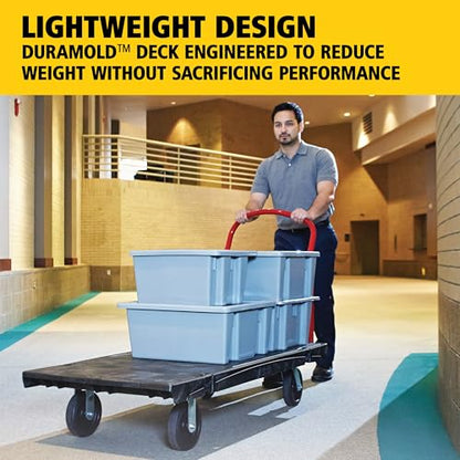 Rubbermaid Commercial Products Heavy-Duty Platform Truck, 2,000 Pound Capacity, 24" x 48" Platform, 8" TPR Casters, Black, for Warehouse/Garage/Cleaning/Manufacturing - size: 24x48, style: TPR Casters