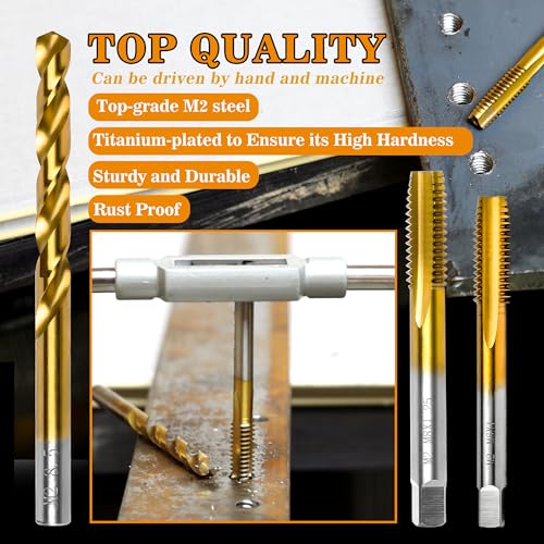 18Pcs Metric Drill and Tap Set with Tap Wrench for Metal, from M2 to M12 - size: M2 to M12