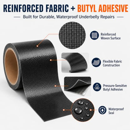 RV Underbelly Repair Tape, 8 in x 50 ft, Waterproof Fabric Tape - size: 8'' x 50 Ft