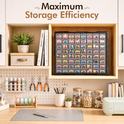 64-Drawer Organizer Craft Organizers and Storage with Dividers Labels - size: 64 Drawer