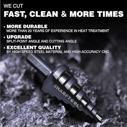 M2 HSS Step Drill Bit Unibit, 1/4"-2", Metal Wood Plastic - size: 2 in