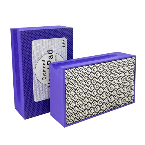 Diamond Hand Polishing Pads,400 Grit Diamond Sanding Pads with Foam Backing Tile Tools Polishing Pad Sanding Block Polishing forGlass Wood Ceramic Marble Metal 1pcs - color: purple
