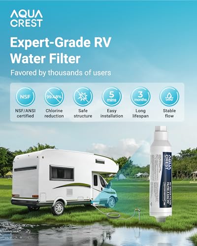 AQUA CREST RV Inline Water Filter, Garden Hose & Camper Water Filter - style: 4-Pack Filters without Hose Protector