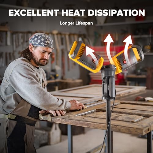 LUTEC Upgraded 6290Max 11000 Lumen 92W Dimmable LED Work Light with Stand - color: Black-Max-11000LM