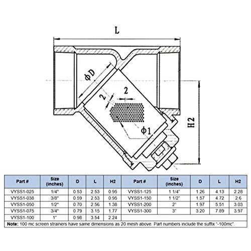 2" Stainless Steel Y-Strainer - 800WOG, FxF NPT - size: 2 Inch