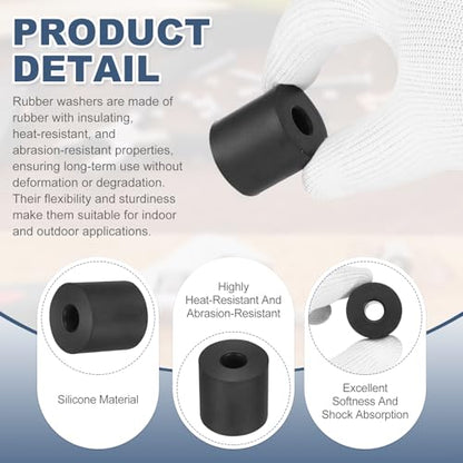 uxcell 25Pcs Rubber Spacers, 20mm OD, 8mm ID, 10mm Thick Black Round Anti Vibration Rubber Pads Isolation Bushings Washer for Home Cars Boat(0.79" OD x 0.31" ID x 0.39" Thick) - size: 30mm OD x 10mm ID x 30mm Thick
