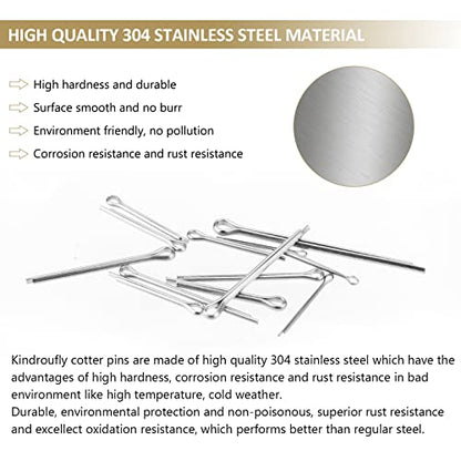120 Pieces 6 Sizes Cotter Pins Assortment Kit, 304 Stainless Steel