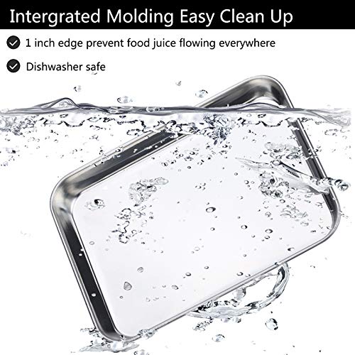 Baking Sheet Set of 2, Bastwe 18 inch Commercial Grade Stainless Steel Baking Pan, Professional Bakeware Oven Tray, Healthy & Non-toxic, Rust Free & Mirror Finish, Easy Clean & Dishwasher Safe - size: 18 inch