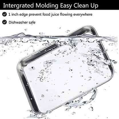 Baking Sheet Set of 2, Bastwe 18 inch Commercial Grade Stainless Steel Baking Pan, Professional Bakeware Oven Tray, Healthy & Non-toxic, Rust Free & Mirror Finish, Easy Clean & Dishwasher Safe - size: 18 inch