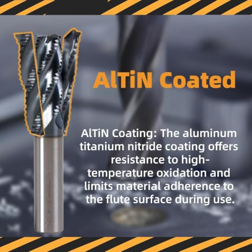3/8" 4 Flute Roughing End Mill AlTiN Coated Carbide, 1Pcs - size: 3/8 in