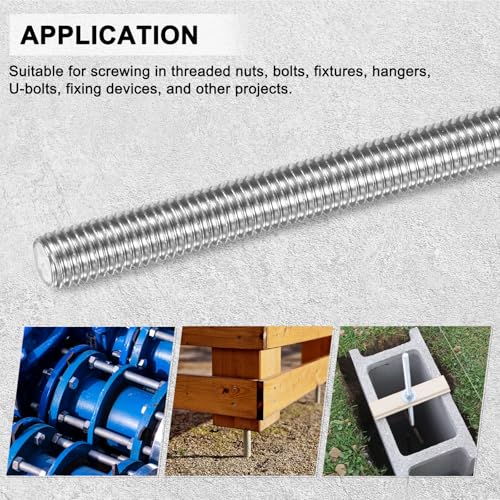M METERXITY 12-Pack Fully Threaded Rod, M5x60mm 304 Stainless Steel Right Hand Thread Bar Studs for Furniture Anchor Bolts/Clamps/U-Bolts, Metric Threaded Screw - size: M5x60mm