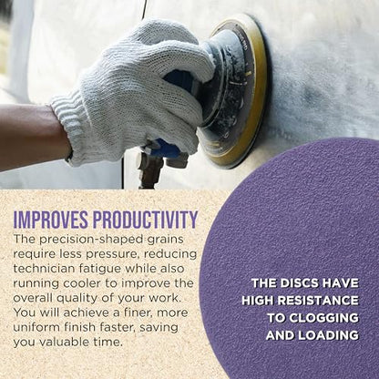 Dura-Gold Premium 40 Grit 6" Purple Film Ceramic Sanding Discs, Box of 25 - style: 40 Grit