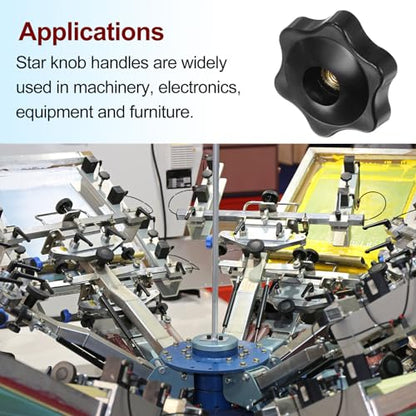 HARFINGTON 10pcs Star Knobs M5 Female Thread 32mm Head Plastic Through Hole Brass Screw-in Clamping Handles Threaded Hand Knobs, Black - color: Black, size: M5 x 32mm