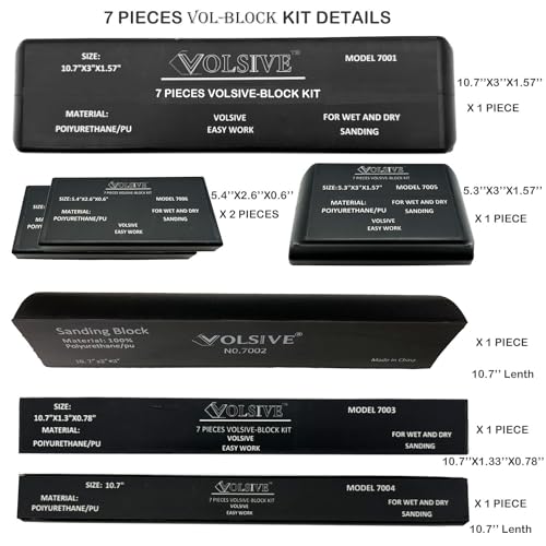 Hand Sanding Block Set of 7,PSA Base Auto Body Sanding Block Kit with Long Panel Sander,Flexible for Automotive Paint and Woodworking Sand Furniture,Black - color: Sanding Block, size: Black 7pcs Set-PSA