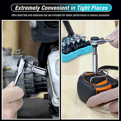DURATECH 56-Piece 1/4" Mini Ratchet Wrench and Screwdriver Bit Set