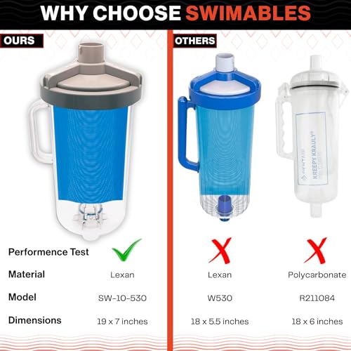 Swimables W530 Large Capacity Leaf Canister with Mesh Bag - Heavy Duty Pool Vacuum Leaf Canister Compatible with Hayward Pool and Spa Cleaners Replacement for Inline Leaf Catcher - style: SW-10-530