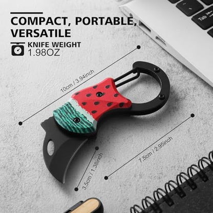 Small Pocket Knife for Women Men, Cute Folding Knife Box Cutter, Mini EDC Knives for Everyday Carry, Folding Utility Knife with Unique Watermelon Design, Ideal Gifts for Men and Women - color: Watermelon
