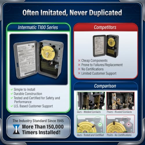 Intermatic T104M Mechanical Timer Mechanism, 208-277V DPST, 40A - size: 3-Pack