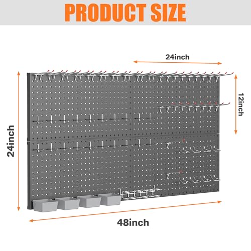 TORACK Garage Tools Organizer Boards Kit with Hooks, Black - color: Black