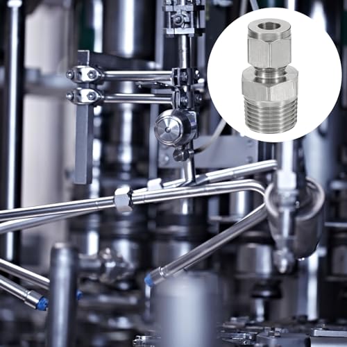 PATIKIL 1/2NPT x 8mm 304 Stainless Steel Compression Tube Fitting, Double Ferrules Compression Tube Fitting Straight Adapter Connect - size: 1/2NPT x 8mm