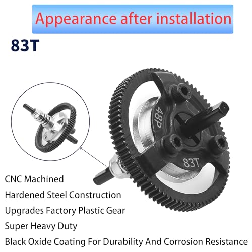 83T 48P Hardened Steel Spur Gear for Traxxas Slash Stampede Rustler 2WD - size: 48P-Spur Gear-83T