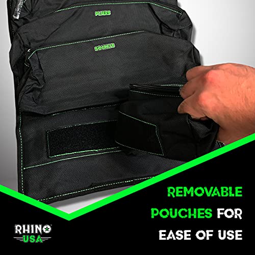 Rhino USA Tool Bag Roll - Heavy Duty Canvas Organizer for Tools - color: Green Black