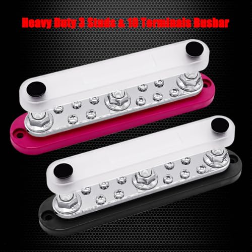 Ampper 3 x M10 Posts Power Distribution Block BusBar 10 M4 Screws, 7" R & B - color: Red & Black, size: 3M10+10M4