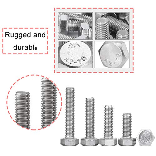 newlng M6 304 Stainless Steel Nuts and Bolts, Hex Flat Head Cap Bolts Screws Nuts Hexagon Socket Head Screw,Heavy Duty Hex Bolts Nuts Assortment, Head Mechanical Parts Combination Box - size: A-M6