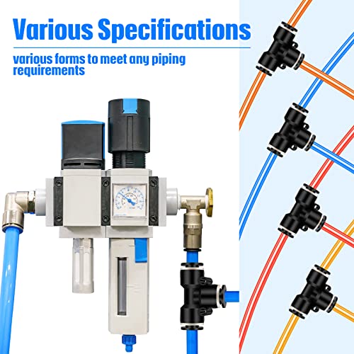 Boao 20 Pcs 1/4 Inch Pneumatic Push to Connect Tee Fittings - Plastic 3 Way Air Line Adapter, Quick Connect Tube Connectors for Industrial Automation, Auto Repair, DIY Air Tools(1/4 Inch) - size: 1/4 Inch