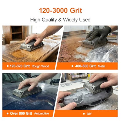 KENDO Sandpaper Assortment 24 PCS,12 Grits 120-3000,Wet Dry Sanding Sheets - style: WDS-24PCS