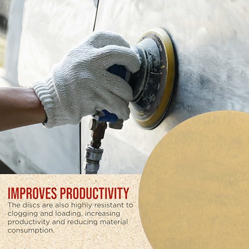 ProductionShop Premium 600 Grit 6" Gold Sanding Discs, Box of 100 - Hook & Loop Backing Abrasive Sandpaper for DA & Random Orbital Sanders - Sand Automotive Paint, Metal, Wood, Woodworking Furniture - style: 600 Grit