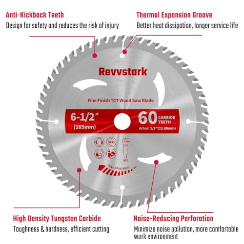 Revvsatrk Circular Saw Blade 6-1/2" 40T&60T for Cutting Wood, 5/8" Arbor - size: 6-1/2 In 40&60T